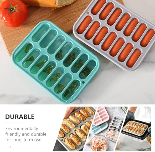 Cabilock Silicone Ice Cube Tray, Mini Sausage Hot Dog Mold, Gray Freezer Mold for Ice Cubes, Chocolate, Candy, Small Food Portions, Baking, Drinks and DIY Kitchen Use