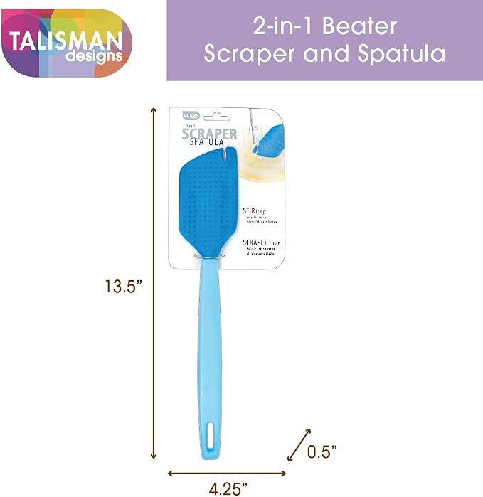 Talisman Designs 2-in-1 Beater Scraper & Spatula | Baking & Cooking Kitchen Tool | Multipurpose Utensil | Spatula Baking Scraper | Comfort Grip Handle