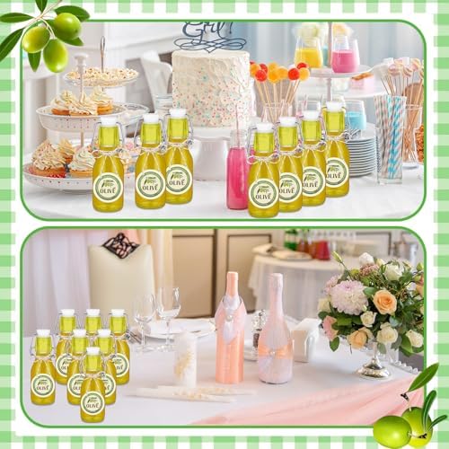 Queekay 20 Pack Mini Swing Top Glass Bottles with Labels