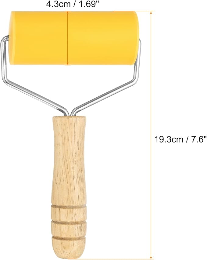 HARFINGTON Rolling Pin 7.6" x 1.69" T-Maple Silicone Roller Wood Handle Non-Stick Fondant Roller Dough Roller Rolling Pins for Baking Cookie Pastry Clay, Yellow