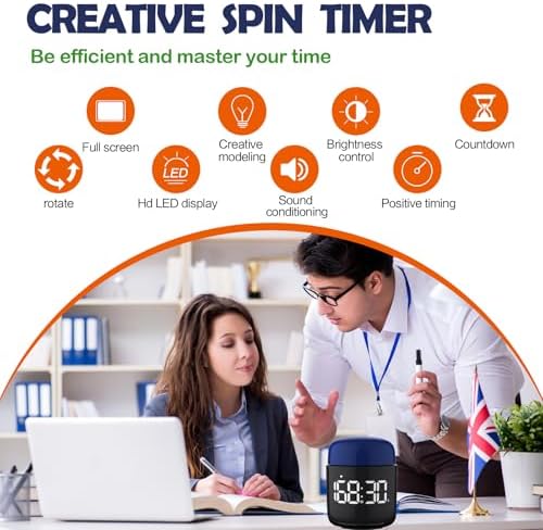 Table Twist Timer, Large LED Display Stopwatch, Silent & Loud Alarm, 199 Minute Countdown & Up, Vintage Night Light, for Kitchen Cooking Meeting Teacher Classroom Office Yoga Fitness Games (Blue)