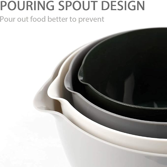 BoxedHome Classic Mixing Bowl Set of 4, BPA Free Plastic | 3.5 quarts, Microwave Safe, Grey