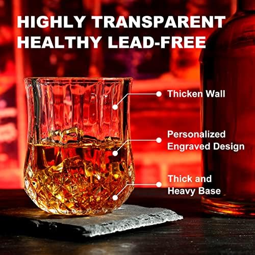 Whiskey Stones Glass Gifts Set - Bourbon Scotch Whiskey Glasses Set of 2