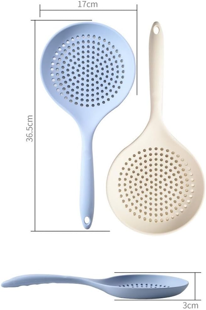 Silicone Skimmer Spoon, Spider Strainer Slotted Spoon Kitchen Ladle Strainer 6.7'' Heat Resistant Drain For Straining Vegetables And Oil(blue)