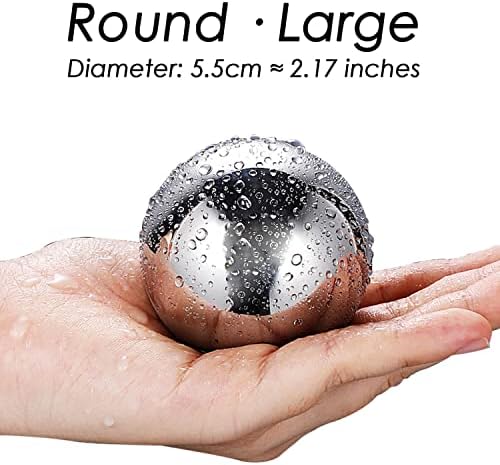 Whiskey Stone Gifts Set, Reusable Metal Ice Cubes, XL Large Stainless Steel Whiskey Stone, Refreezable Ice Ball Set with Storage Case, Unique Christmas Bourbon Gifts, Ice Rocks Wine Chiller