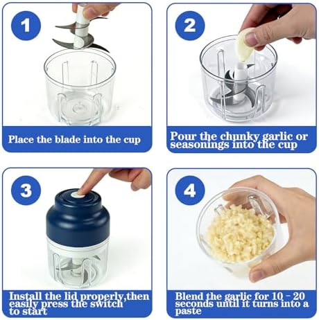 MMini Food Chopper Wireless Electric 10.8oz Kitchen Garlic Chopper