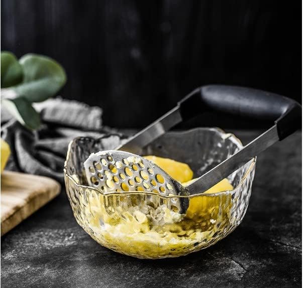 Potato Banana Masher, Stainless Steel Kitchen Masher Multifunctional Hand Mashed Ricer Fruit Vegetable Mashing Tool for Smooth and Mash Cooked Potatoes, Carrots and Fruits
