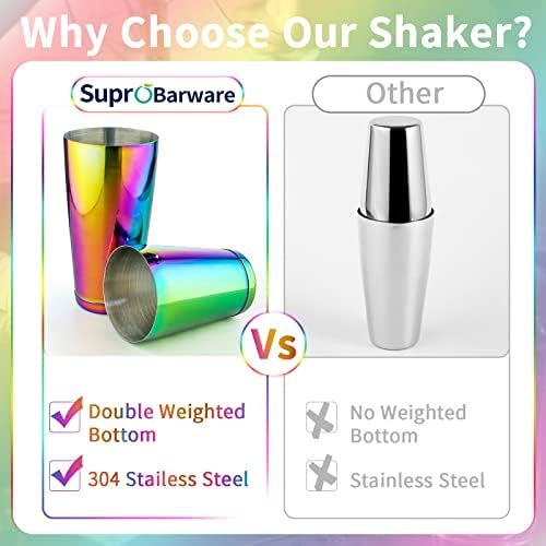 Stainless Steel Cocktail Shaker - 2 Piece 18oz & 28oz Boston Cocktail Shaker Bar Shaker Set Martini Shaker Set Bartender Shakers for Bartending - Dazzling