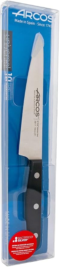 Arcos Chef Knife 5 Inch Stainless Steel. Cooking Knife to Cut and Peel Fruits and Vegetables. Ergonomic Polyoxymethylene Handle and 140mm Blade. Series Universal. Color Black