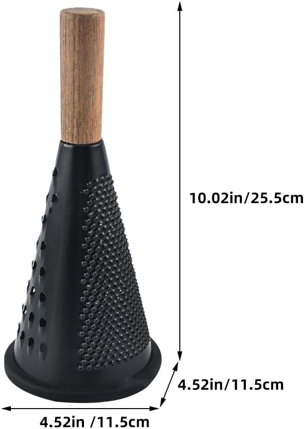 Luxshiny Stainless Steel Cone Grater with Comfortable Handle - 10.03 Inch Food Grater for Cheese Vegetables Garlic Potato and Ginger - Kitchen Slicer and Grating Tool