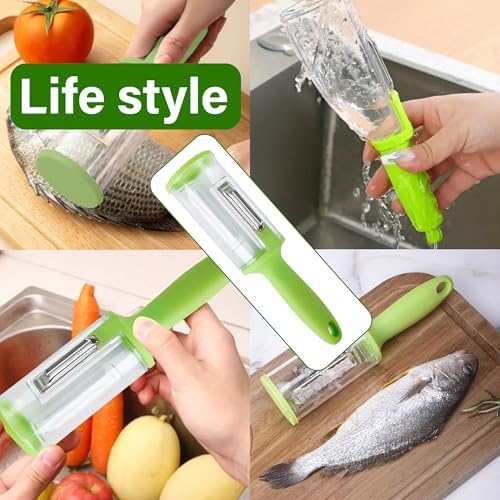Vegetable Peeler with Container Set of 2 – Multifunctional Fruit and Vegetable Peeler with Catcher – Stainless Steel Blade, Non-Slip Handle, Easy Storage Peeler for Kitchen and Home Cooking