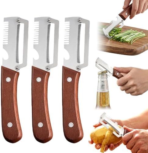 Vegetable Peeler for Kitchen,Multifunctional Stainless Steel Peeler with Wooden Handle and Bottle Opener, 2026 New Kitchen Gadget, Peeler for Fruit, Vegetable, Potatoes, Carrots, Apples (3PCS)