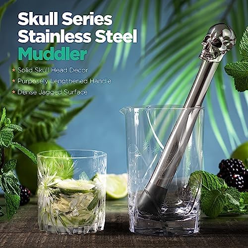 Homestia 4Pcs Muddler for Cocktail, Mixing Tools Set, Halloween Skull Decor