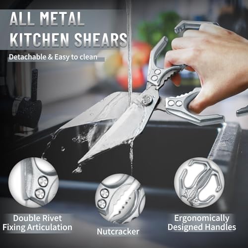 Dream Reach Heavy Duty Poultry Shears for Food with Silver Ergonomic Handle