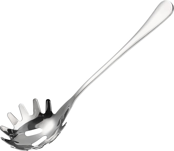 Alipis Stainless Steel Spaghetti Spoon Server 9.44In Pasta Serving Utensil with Comfortable Handle for Noodles Eggs Dumplings - Kitchen Tool for Home and Restaurant