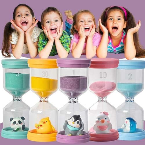 1 Minute Sand Timer,Hourglass Timer in Macaron Purple with Penguin Pattern