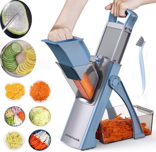 All-in-1 Safe Mandoline Slicer for Kitchen, Food Chopper with Container