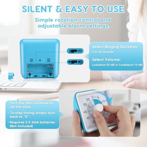 Secura Visual Timer for Kids, 60 Minute Classroom Countdown Timer for Study