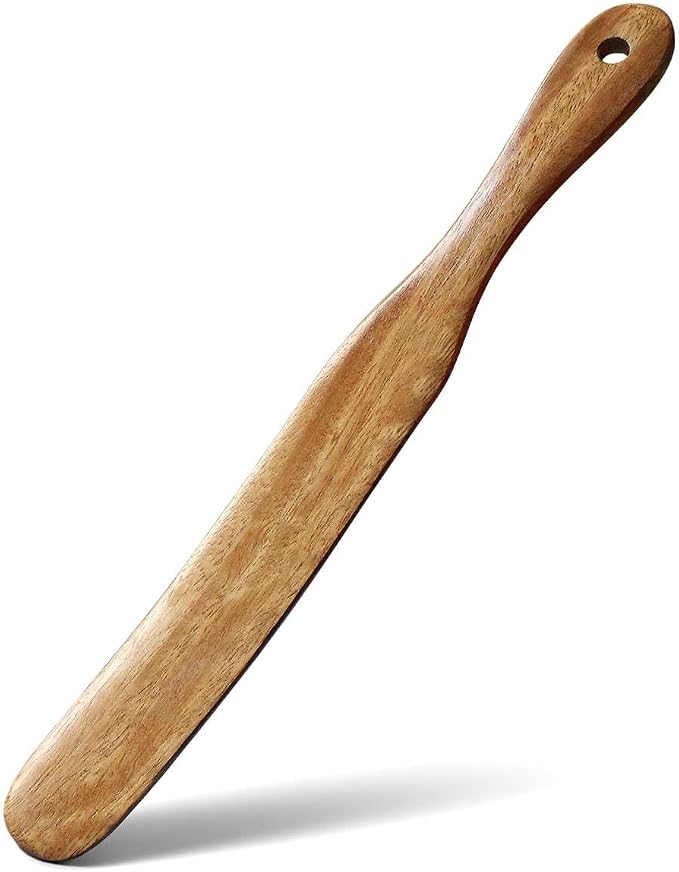 AOOSY Skinny Spurtle,11" Acacia Wood Spatula for Sourdough, Mixing | Long Handle Wooden Spatula for Sourdough Starter,Reaching Bottom of Jars, Spurtles Kitchen Tools for NonStick Cookware