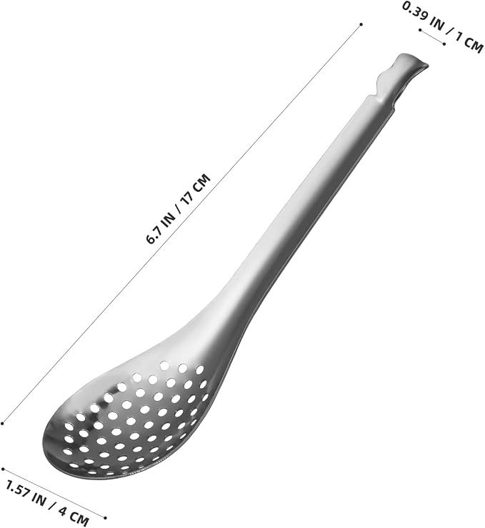 jojofuny 2 Pack Stainless Steel Caviar Slotted Spoons Small Colander Cooking Utensils for Home Kitchen and Restaurant 6.69 Inch