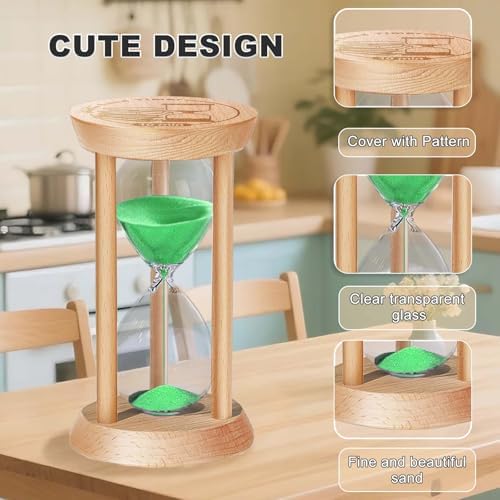 SuLiao Wooden Sand Timer 10 Minute Hourglass, Wood Turquoise Sand Clock, Small Watch 10 Min Timer, Hour Glass Sandglass for Home, Reloj De Arena, Office, Decorative, Game, Classroom