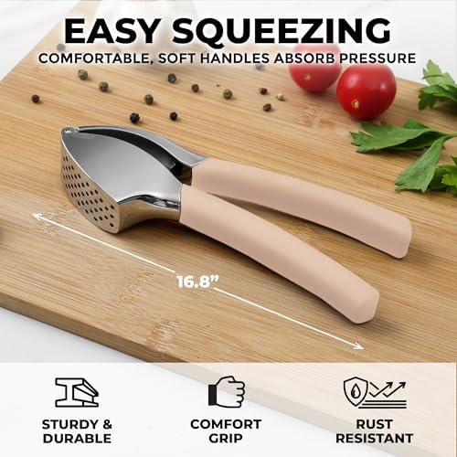 Zulay Kitchen Metal Comfort Grip Garlic Press