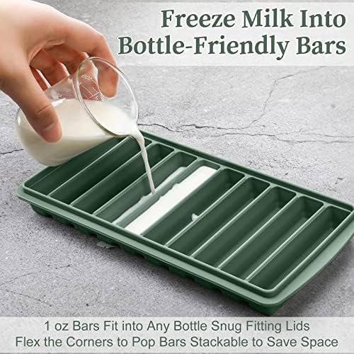 Eaasty 2 Pcs Breastmilk Freezer Storage Baby Food Milk Freezer Trays, Green
