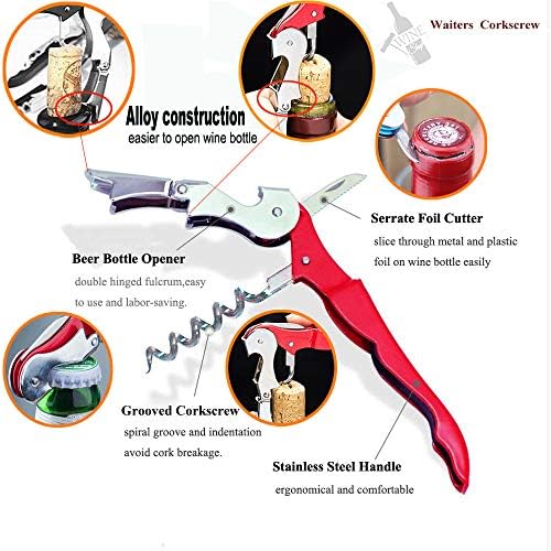 Professional Waiter Corkscrew Wine Openers Set(4PCS), Heavy Duty Stainless Steel Hinges Wine Key for Restaurant Waiters, Sommelier, Bartenders