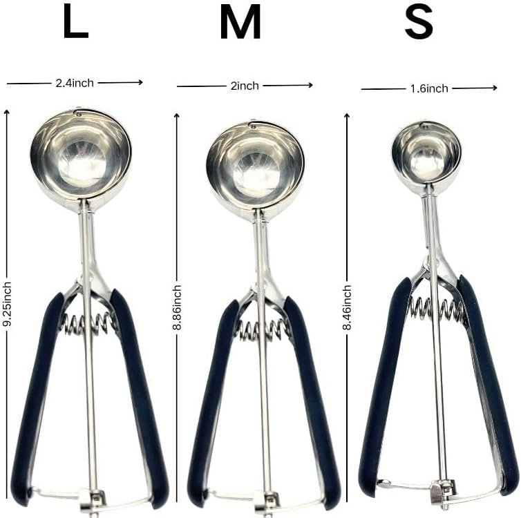 Cookie Scoop Set of 3 IceCream Scoop Set Stainless Steel Cookie Dough Scoop
