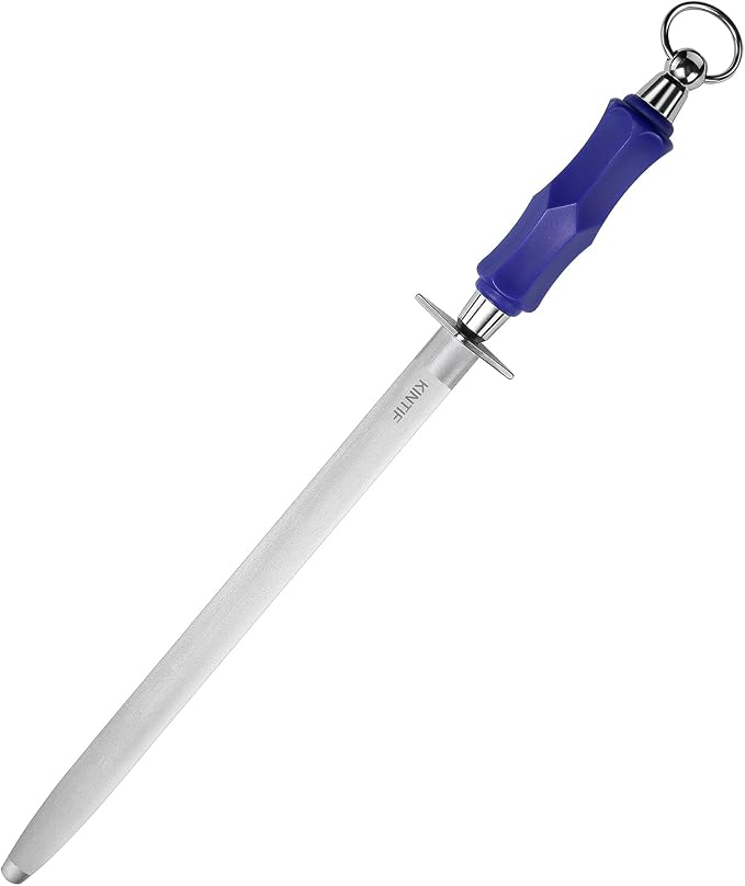 Honing Steel 10 inch Professional Knife Sharpener Honing Rod, Fine Lines, High Carbon Steel, High hardness, Flat Knife Sharpening Steel