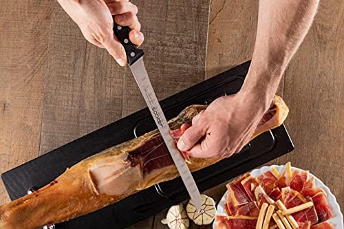 Arcos Carving Knife 11 Inch Stainless Steel. Ham Slicer Knife to Cut Ham and Meat. Ergonomic Polyoxymethylene Handle and 280mm Hollow Blade. Series Universal. Color Black