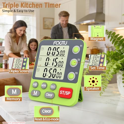 Digital Dual Kitchen Timer, 3-Channel Independent Countdown Timer