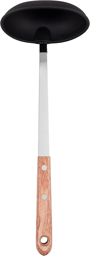 Frost Bird Seisakusho Pakka Wood Nylon Ladle, Large, Stainless Steel, Wooden Pattern, Made in Japan