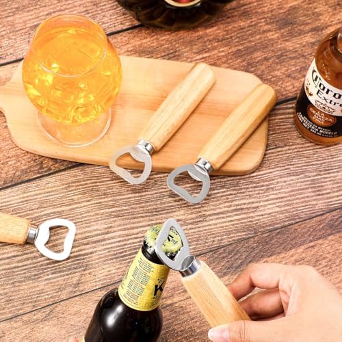 Lounsweer 72 Pcs Stainless Steel Wine Bottle Opener Bulk, Wooden Handheld
