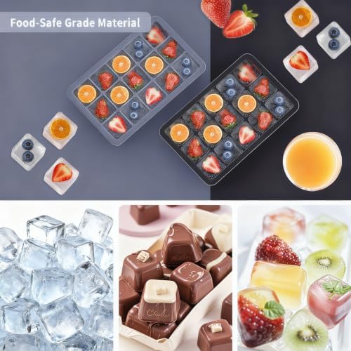 Silicone Ice Cube Tray 3 Pack, HANCELANT Ice Cube Mold, Ice Trays for Freezer with Lid for Whiskey, Cocktail, Drinks and Food, Freezer, BPA Free, Easy Release
