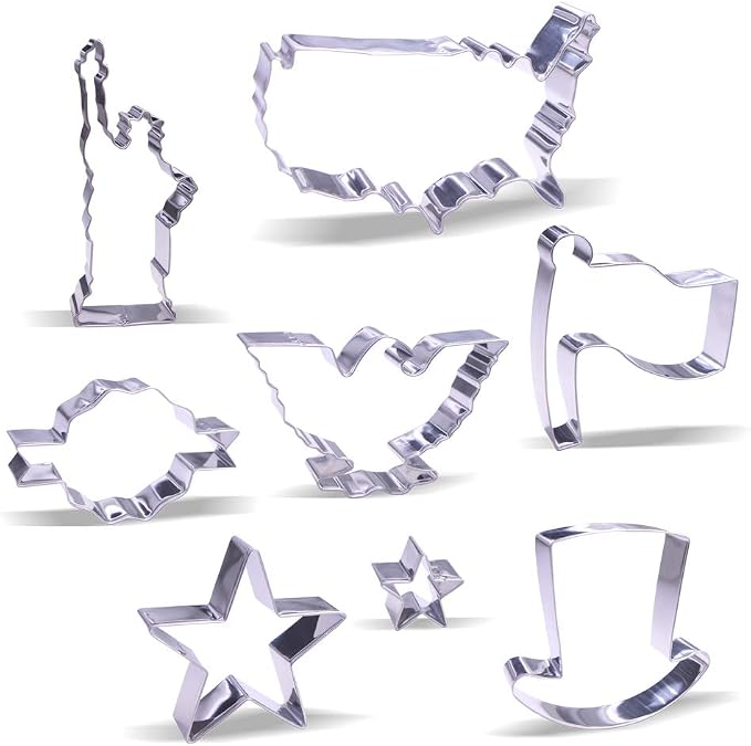 4th of July Cookie Cutter Set - 8 Piece - Stainless Steel