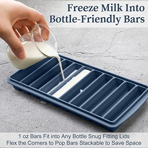 Eaasty 2 Pcs Breastmilk Freezer Storage Baby Food Milk Freezer Trays, Blue