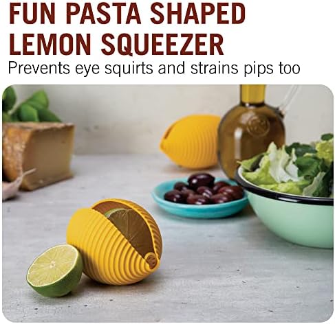 Funny Silicone Lemon Squeezer in Pasta Shape/Maximum Juice Without Mess/Easy to Use and Easy to Clean - Prevents Unwanted Splashes and Also Retains the Cores!