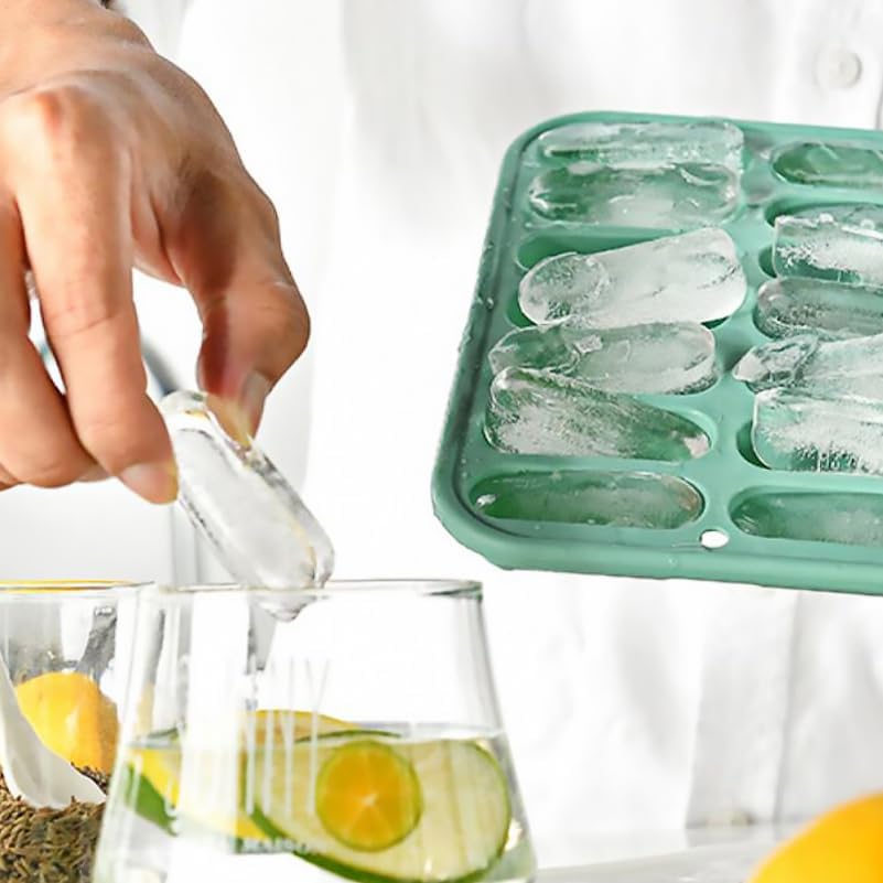 Cabilock Silicone Ice Stick Tray for Water Bottles, Mini Ice Cube Mold with Easy Release Design for Freezer, Drinks, Coffee, Cocktails and Summer Beverages, Green