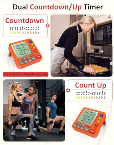 Digital Kitchen Timer with 4 Channel, Loud Alarm and Silent Mode