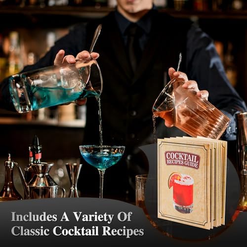 Cocktail Shaker Bartender Kit-12 Piece Cocktail Shaker Set with Stand, Stainless Steel Bar Set Tools Drink Mixer Set with Martini Shaker,Strainer,Jigger,Bar Spoon,Muddler, Gift for Men Dad&Him