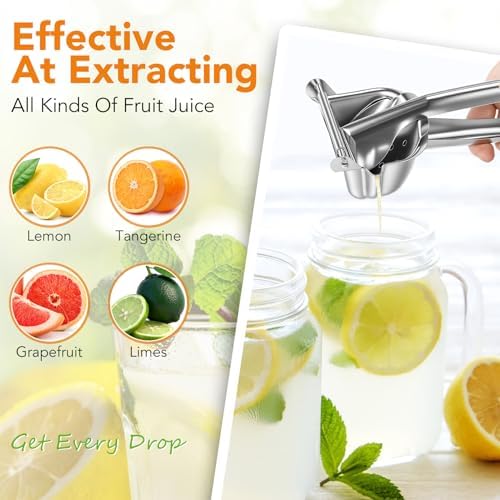 Hand Juicer Squeezer, 304 Stainless Steel Metal Handheld Manual Juicer, Handheld Press Squeezer with Filter, Manual Hand Press Juicer for Lemons, Tangerines, Citrus, Oranges, Grape
