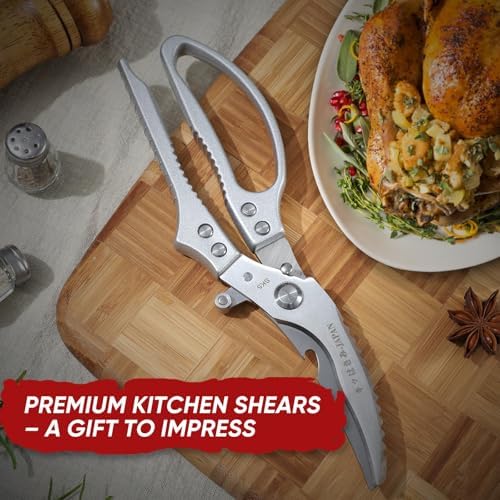 TIVOLI Multifunctional Poultry Shears Silver with Non-Slip Handle