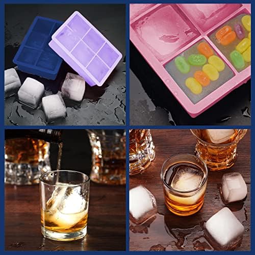 Excnorm Silicone Ice Cube Trays, 3‑Pack Large Square Molds with Lid