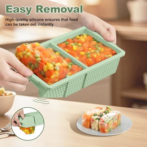 3 Pack - Silicone Freezer Trays with Lid, 1-Cup & 2 Cup Freezer Molds, Silicone Food Storage Containers for Meal Prep, Freezing Soup Sauce, Broth Leftovers