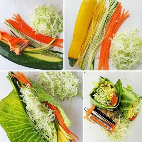 Pelador Multifuncional 2-En-1, Set Patient Peeler, Vegetable Peeler Julienne Cutter, Lemon Squeezer, 3 in 1 Multifunctional Kitchen Tool, for Fruits and Vegetables Potato Spiralizer(2)