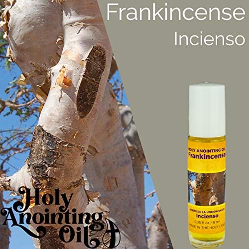 Frankincense Anointing Oil from Israel Boxed Gift Set with Dispenser, Holy Jerusalem Oil & Silver Metal Keychain Bottle Container, Plastic Dropper & Small Glass Vial, Aceite Ungido y Botella