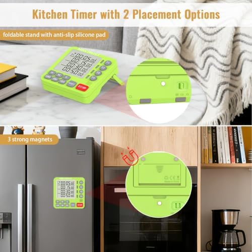 Digital Dual Kitchen Timer, Multiple Channels Countdown Timer