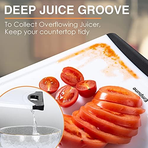 Empune BPA-Free Plastic Cutting Board for Kitchen with Juice Grooves, Extra Large Dishwasher Safe Cutting Boards Set of 4 with Handles, Thick Non-Slip Chopping Board for Meat, Fruit and Chicken, Black