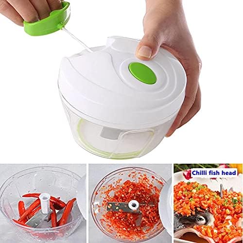 Multi-function Hand Held Vegetable Shredder Slicer Cutter Powerful Manual Pulling Food Chopper Cutting Various Foods Nuts Pesto (Green)